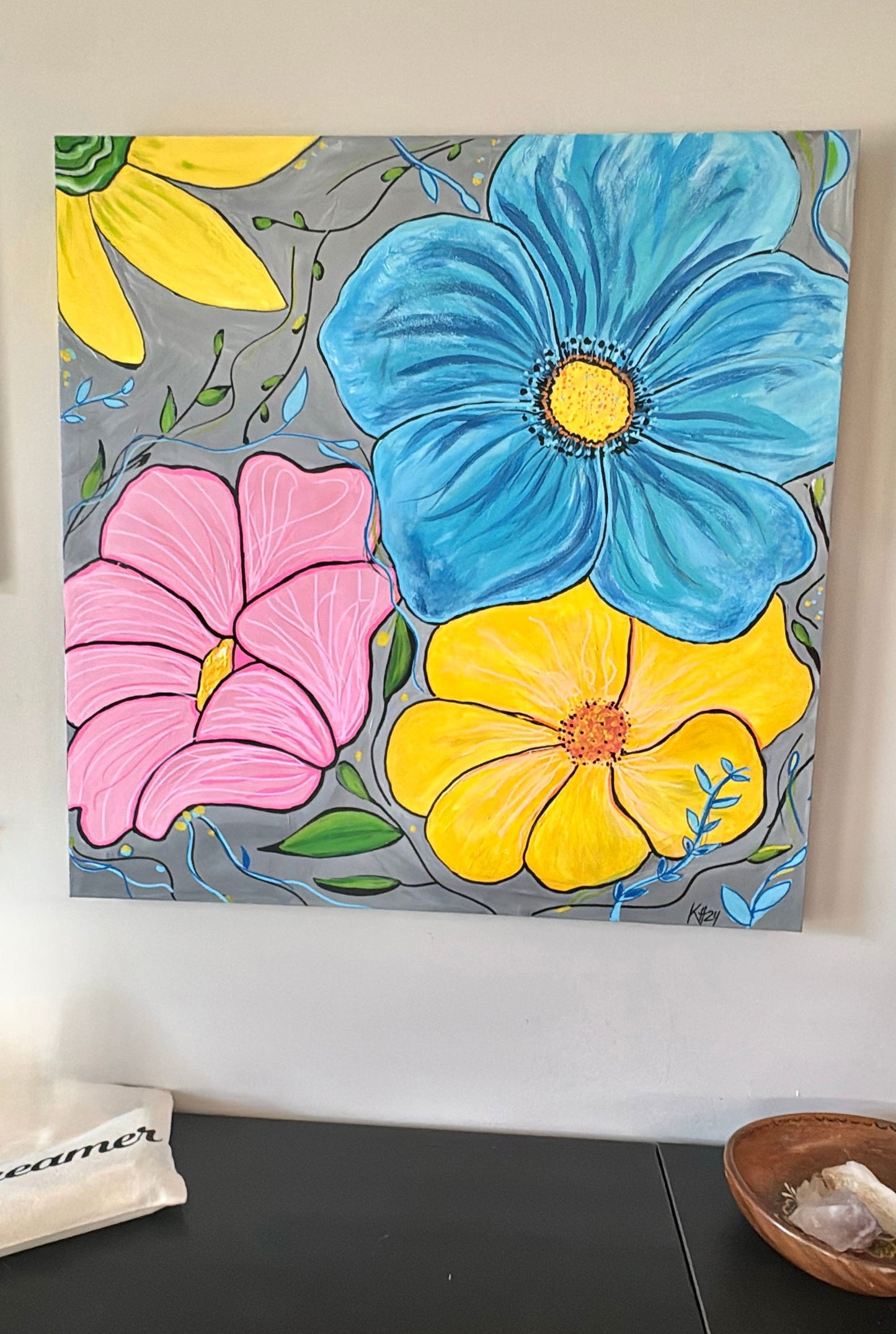 Bloom - Original Acrylic Flower Wall Art - Purposeful Dreamer