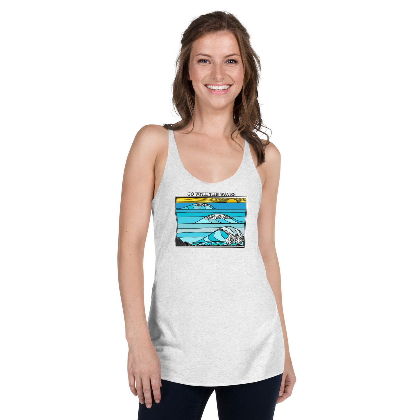 Go with the Waves Racerback Tank Top - Purposeful Dreamer