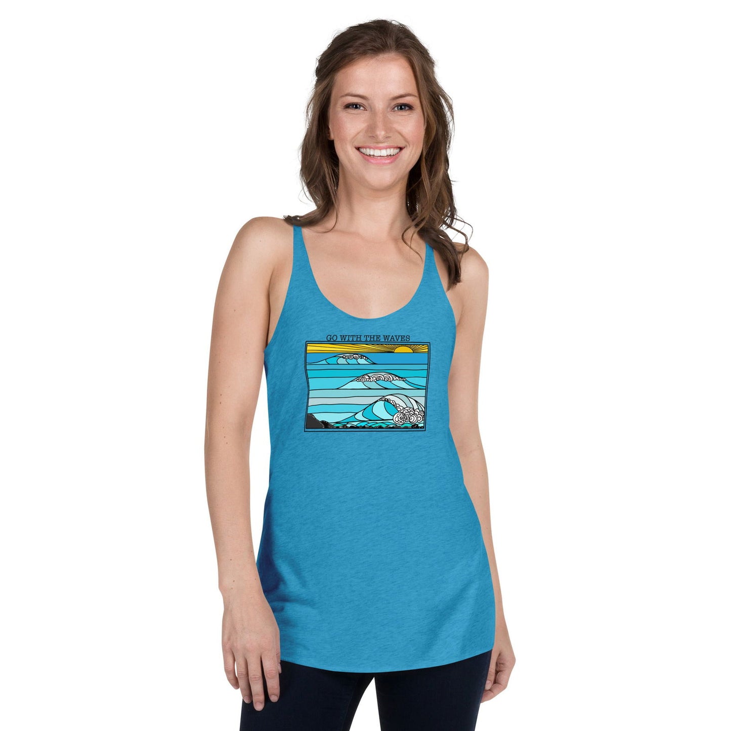 Go with the Waves Racerback Tank Top - Purposeful Dreamer