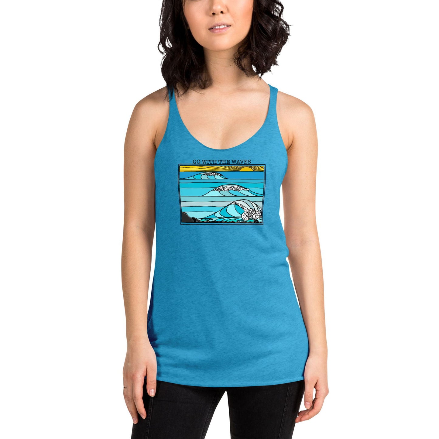 Go with the Waves Racerback Tank Top - Purposeful Dreamer