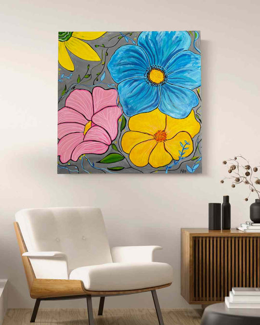 Bloom - Original Acrylic Flower Wall Art - Purposeful Dreamer 