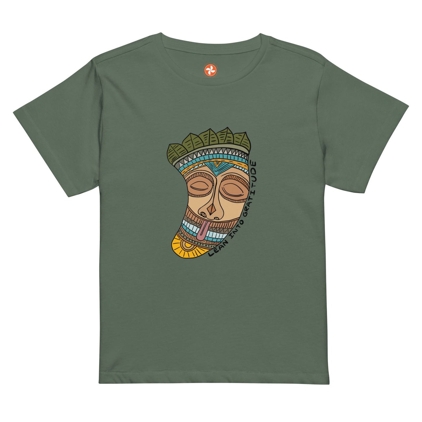 Lean into Gratitude Boho Women’s high-waisted t-shirt - Purposeful Dreamer 