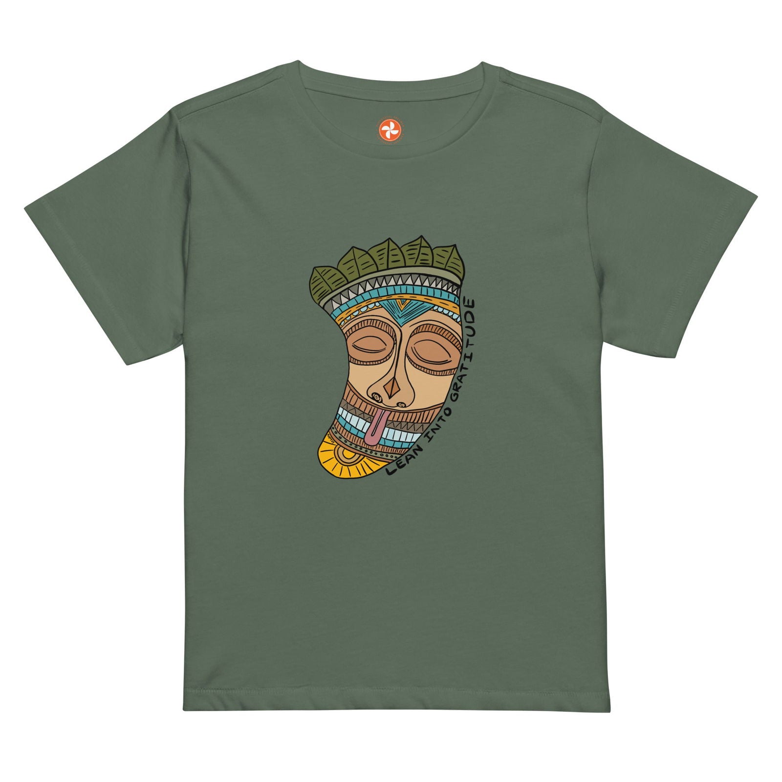 Lean into Gratitude Boho Women’s high-waisted t-shirt - Purposeful Dreamer 