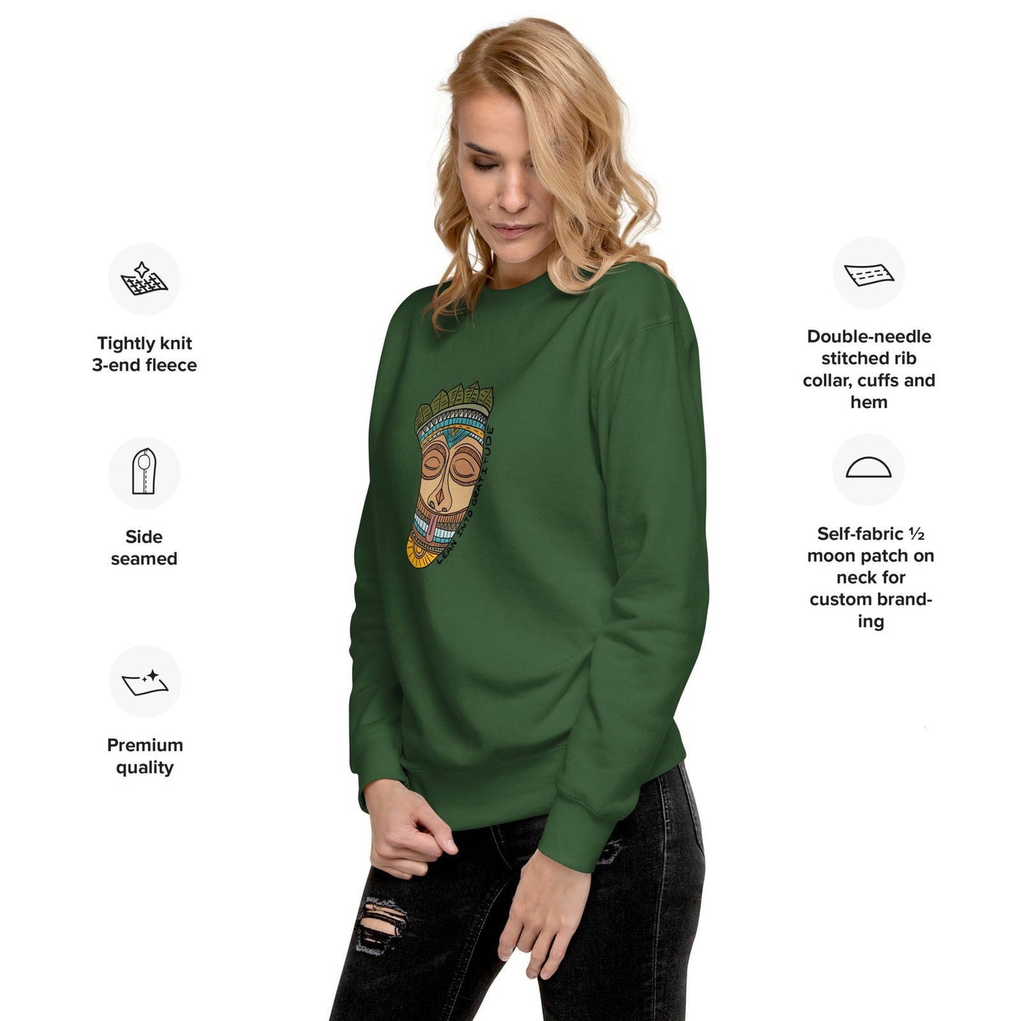 Lean into Gratitude Unisex Premium Sweatshirt - Purposeful Dreamer 