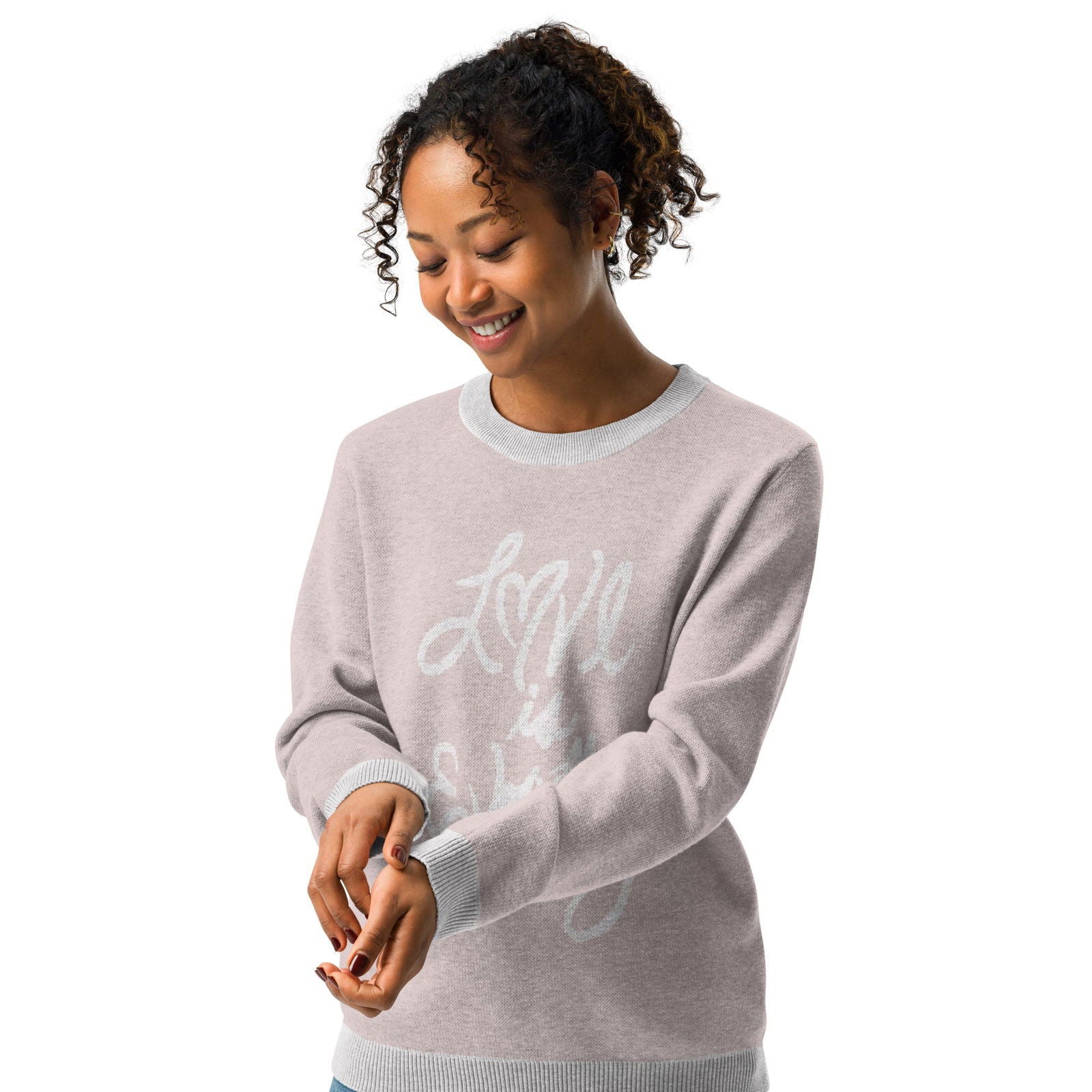 Love is Everything Knitted crew neck sweater - Purposeful Dreamer 