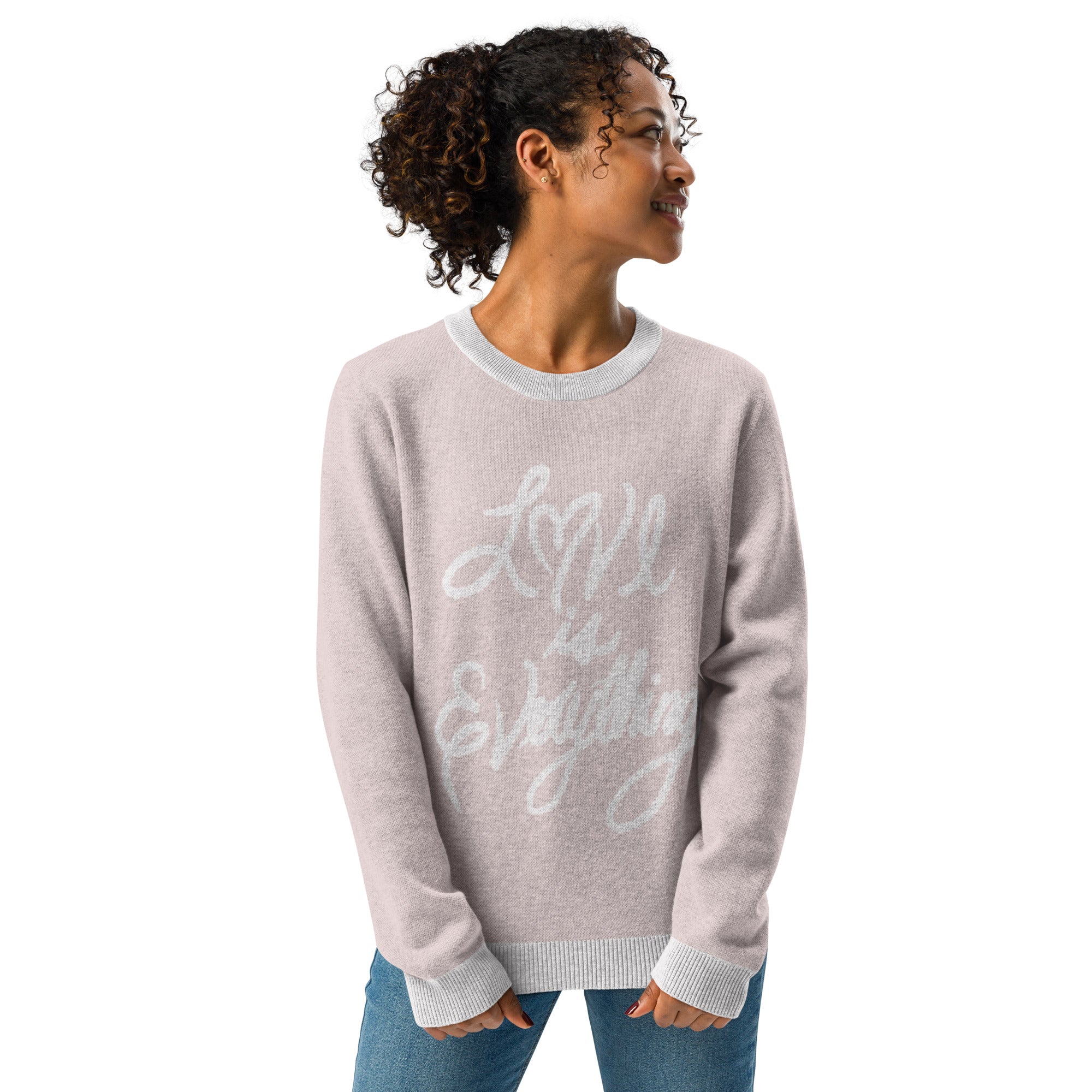 Love is Everything Knitted crew neck sweater.